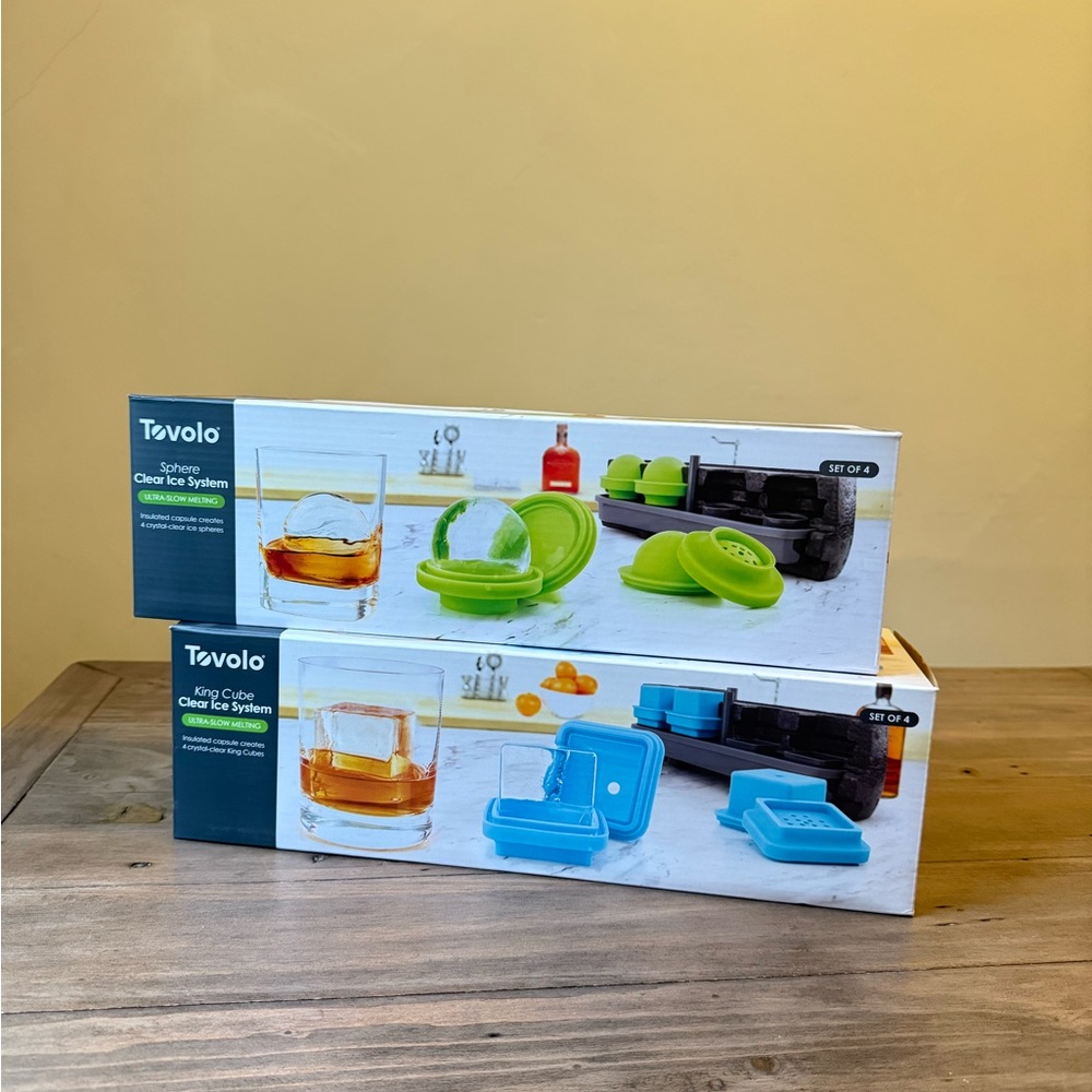 Tovolo Ice Tray Sets - Round (Green) and Square (Blue)